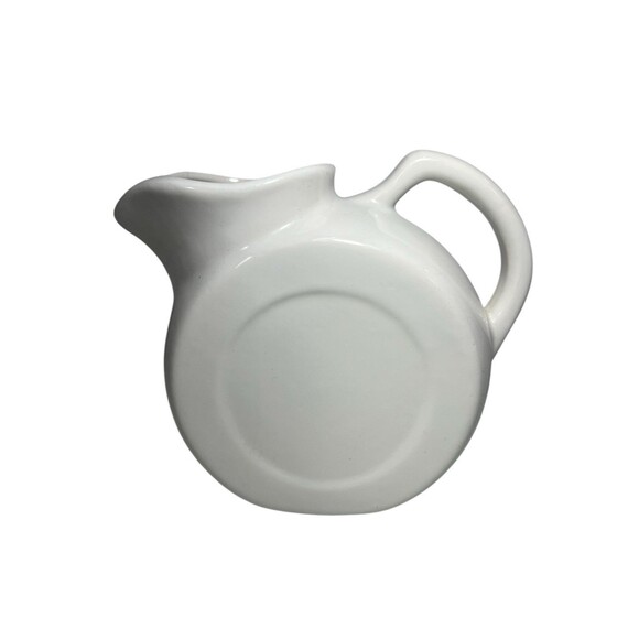 Vintage White Tilted Ice Lip Pottery Pitcher 7.5” H Mid Century *READ - Picture 3 of 16
